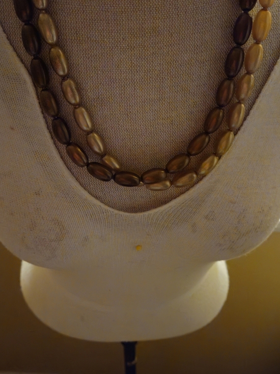 Vintage Jewelry - Vintage Double Strand Brown and Amber Bead Necklace - Women Jewelry